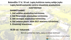 Kviečiame į visuotinį ataskaitinį bendruomenės susirinkimą