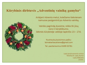 Kūrybinės dirbtuvės „Adventinių vainikų gamyba“