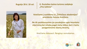Kviečiame į susitikimą su „Žolinčiaus akademijos“  prezidente Danute Kunčiene.